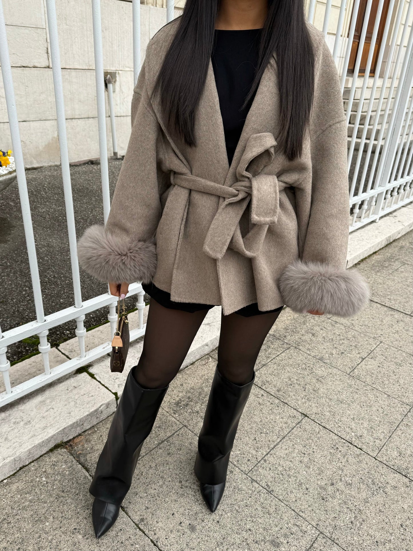 Sophia | Manteau en laine avec fourrure