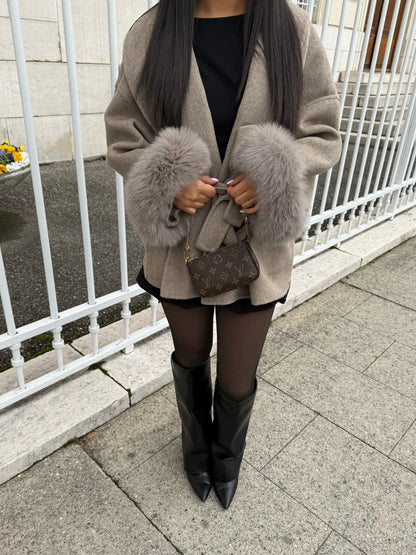 Sophia | Manteau en laine avec fourrure