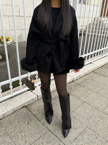 Sophia | Manteau en laine avec fourrure