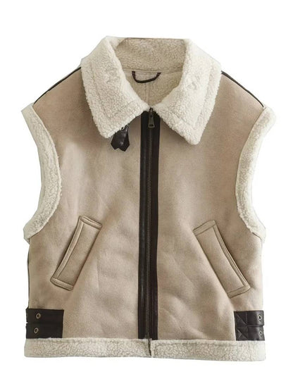 Coco  | Gilet en daim sans manche avec doublure Polaire