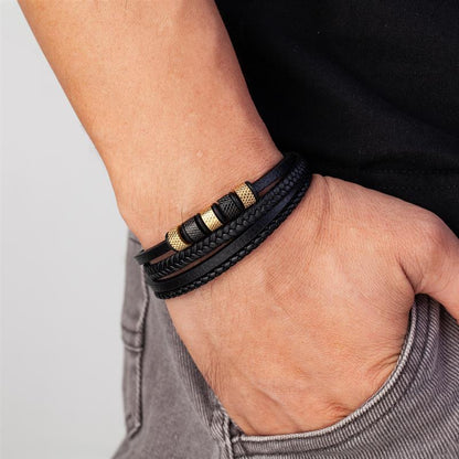 Ernest | Bracelet en cuir et acier inoxydable