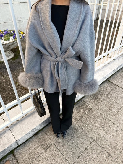 Sophia | Manteau en laine avec fourrure