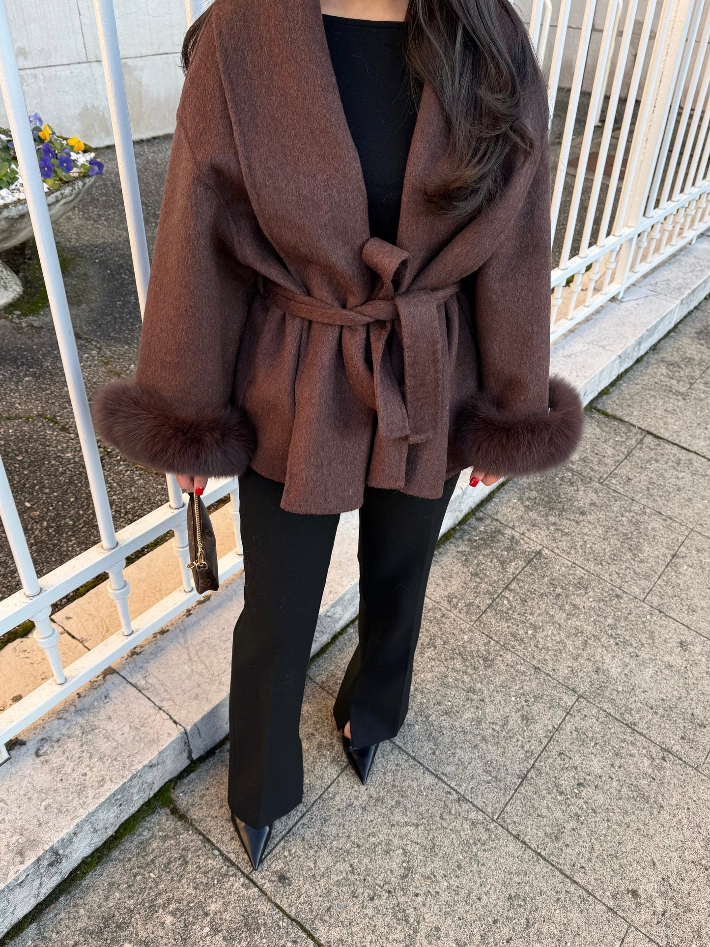 Sophia | Manteau en laine avec fourrure