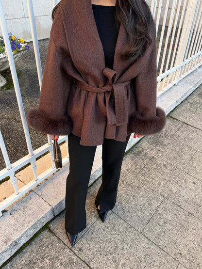 Sophia | Manteau en laine avec fourrure