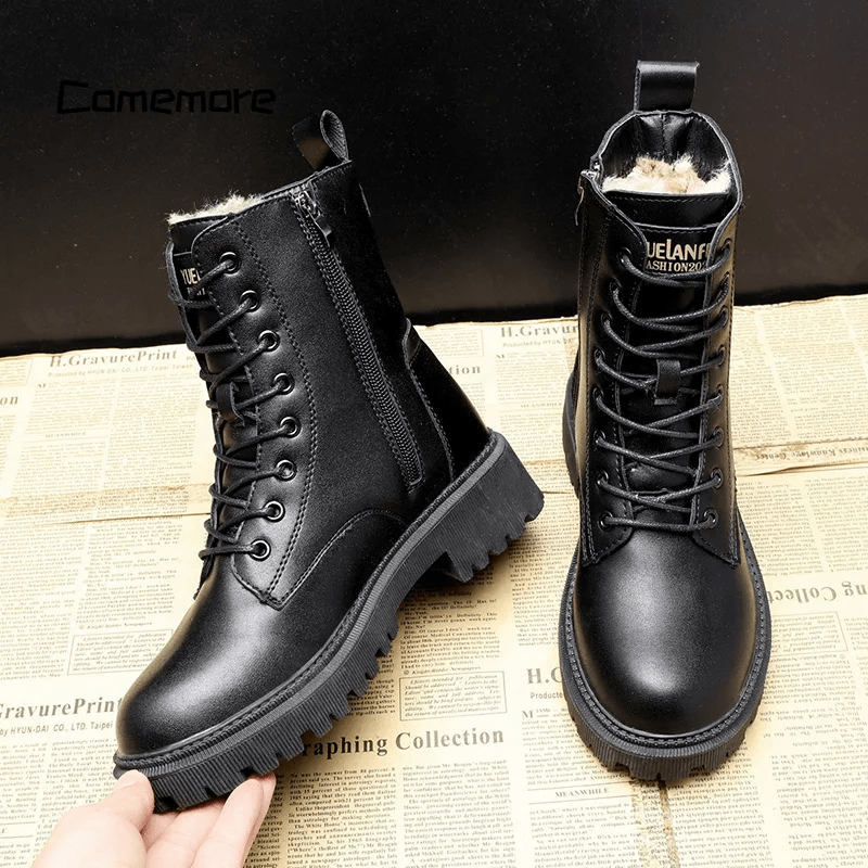 Andrea | Bottes d'hiver en cuir noir
